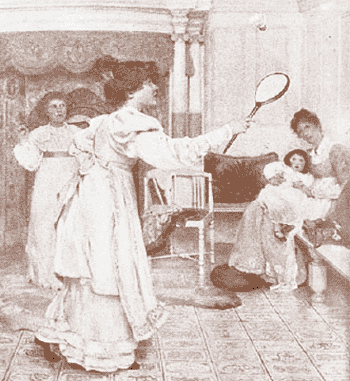 'Игра в волан' (1890). С картины английской художницы Лауры Терезы Альма-Тадема (1852-1909)