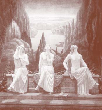 "Школа тишины" (1929). Репродукция с картины бельгийского художника-символиста Жана Дервилля (1867-1953)