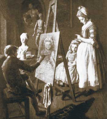 Юный живописец. Репродукция с картины И.И. Фирсова. Вторая половина 1760-х годов